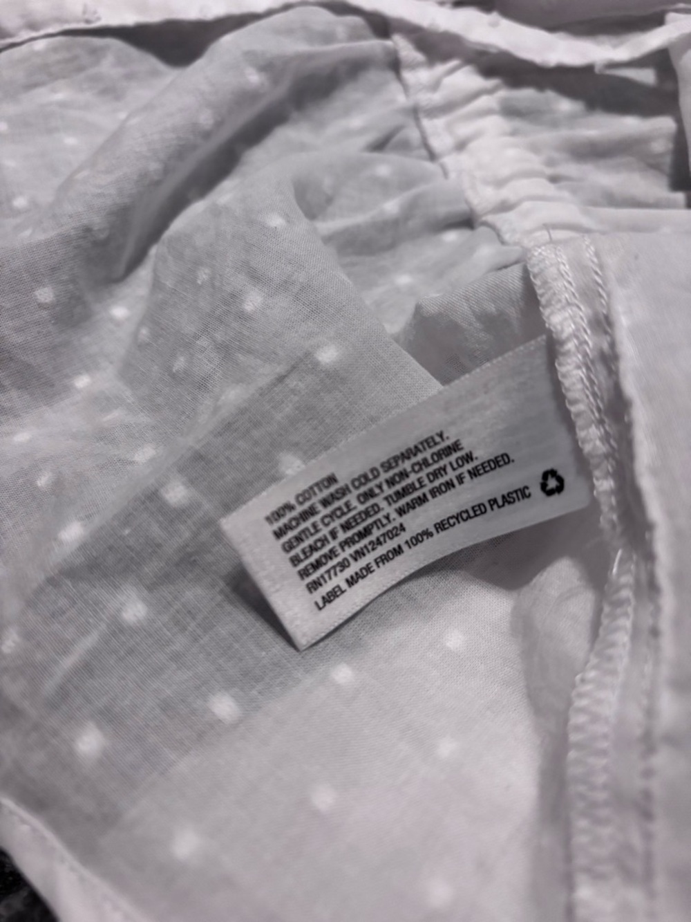 100% cotton a new day White Swiss-Dot Tie-Front Tunic Blouse size small - Picture 7 of 7
